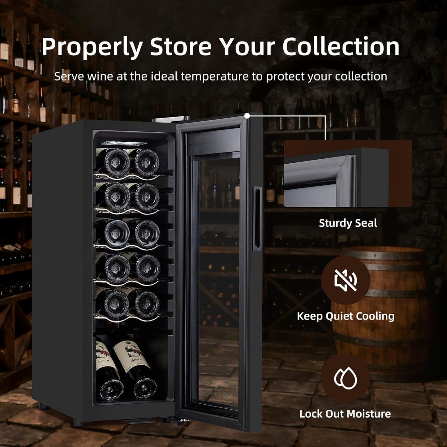 Mini refrigerador de vino compresor 12 botellas control digital