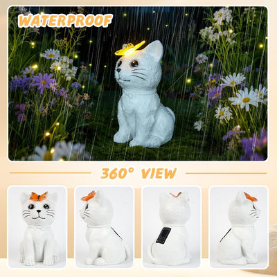 Estatuas gato jardín mariposa decoración patio balcón regalo mamá