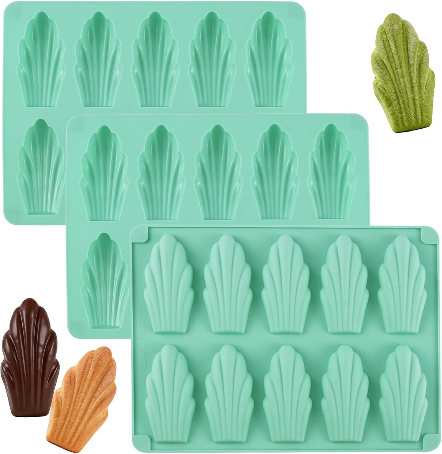 3 Pzas Molde Silicona Antiadherente Madeleine 10 Cavidades