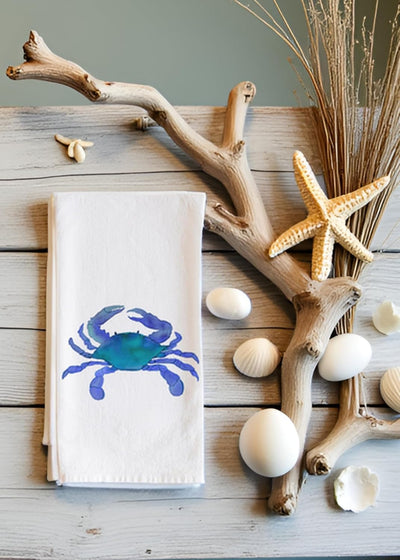 Toalla de cocina cangrejo azul acuarela 100% algodón absorbente con lazo