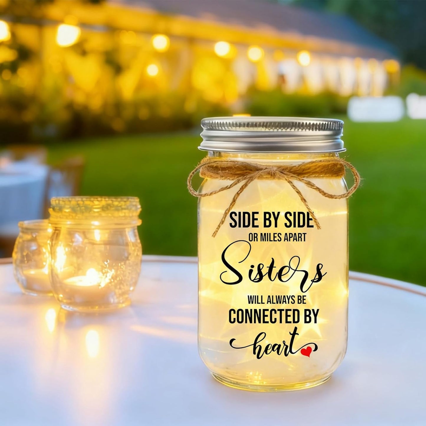 Luz nocturna Mason Jar Regalo para Hermanas