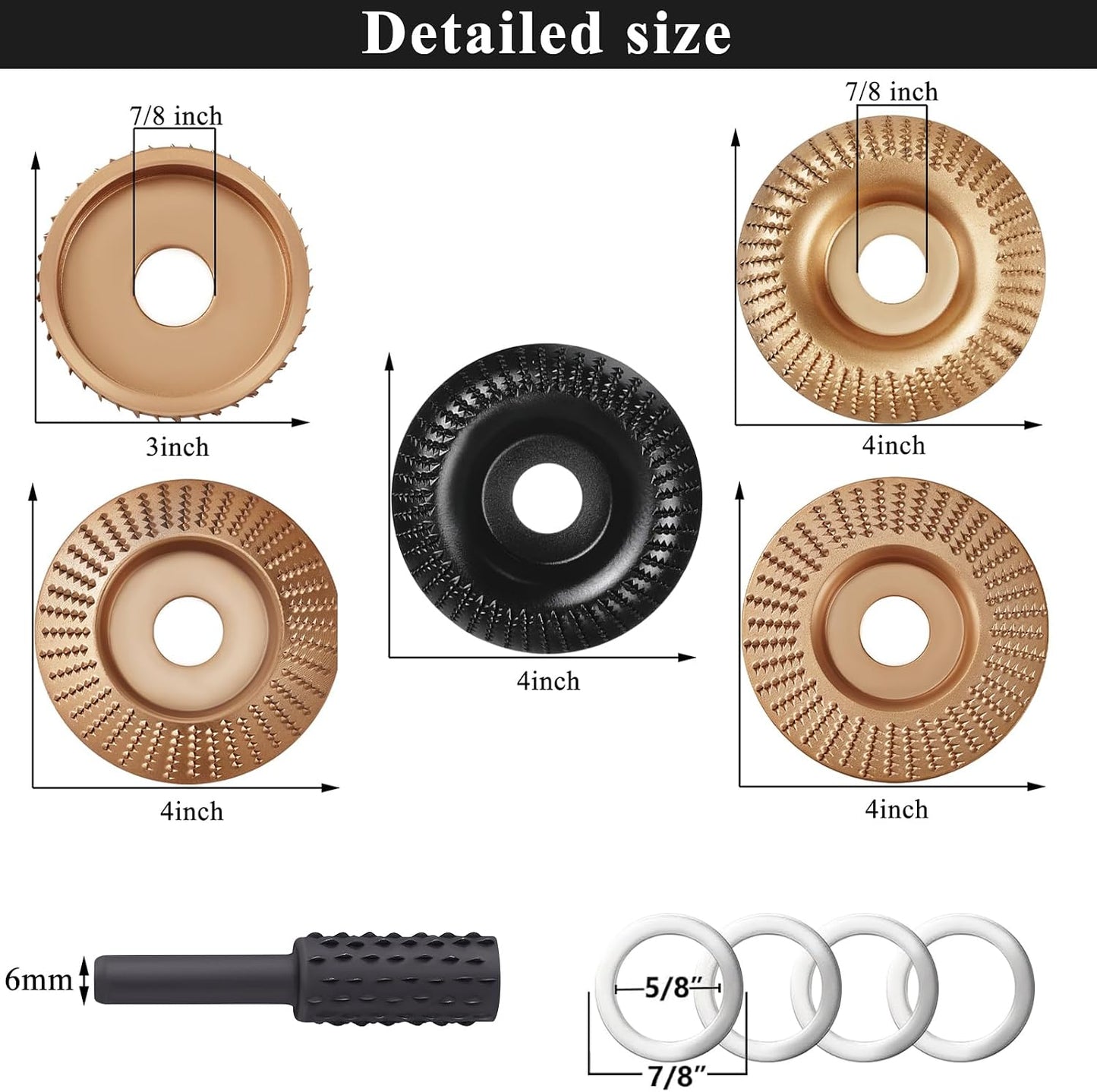 Set 5 Discos Moldear Madera para Amoladora Angular