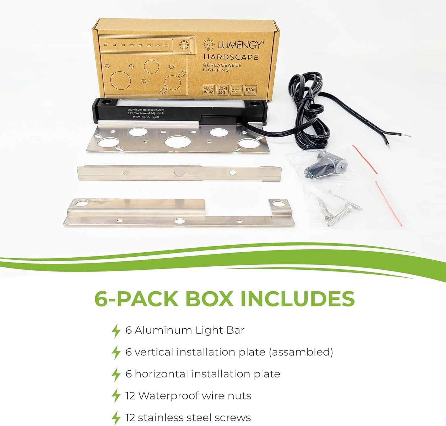 Luz LED Hardscape 7pulg 1-3W 2700K 12V incluye 3 placas