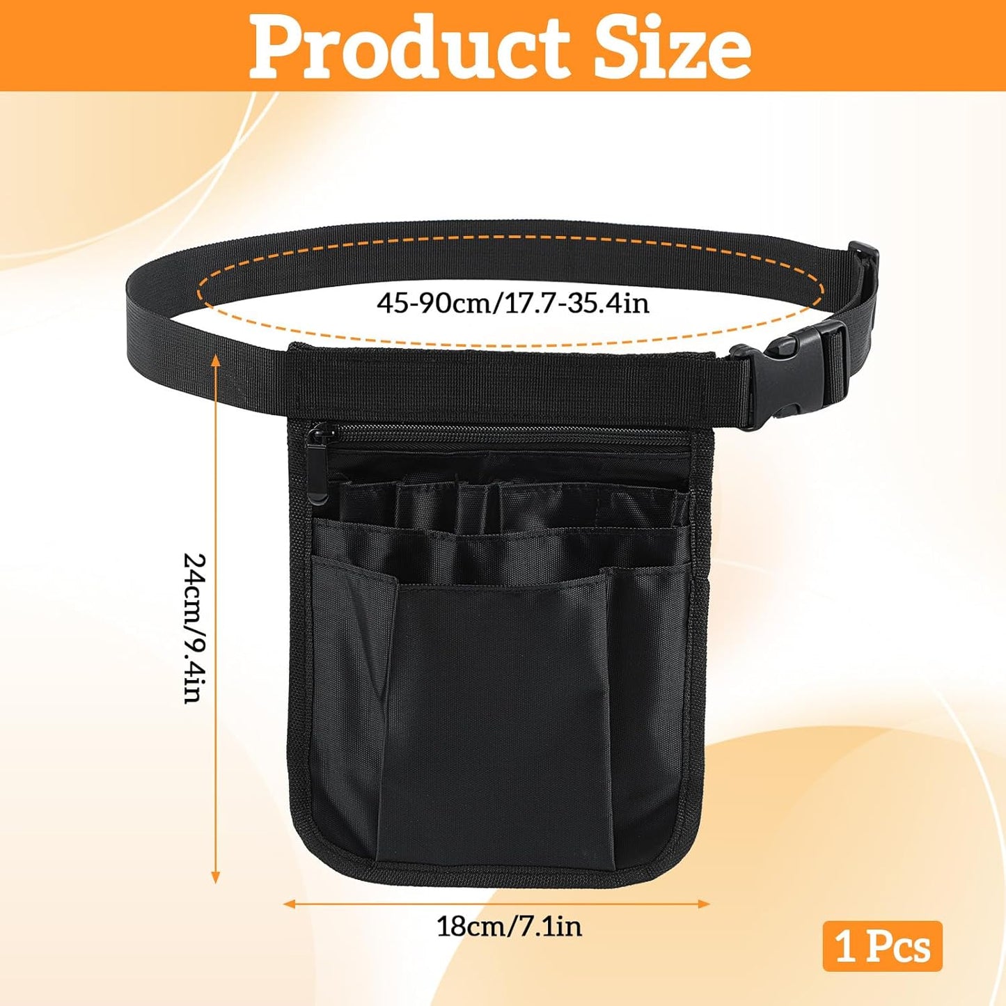 Delantal negro con bolsa utilidad ajustable