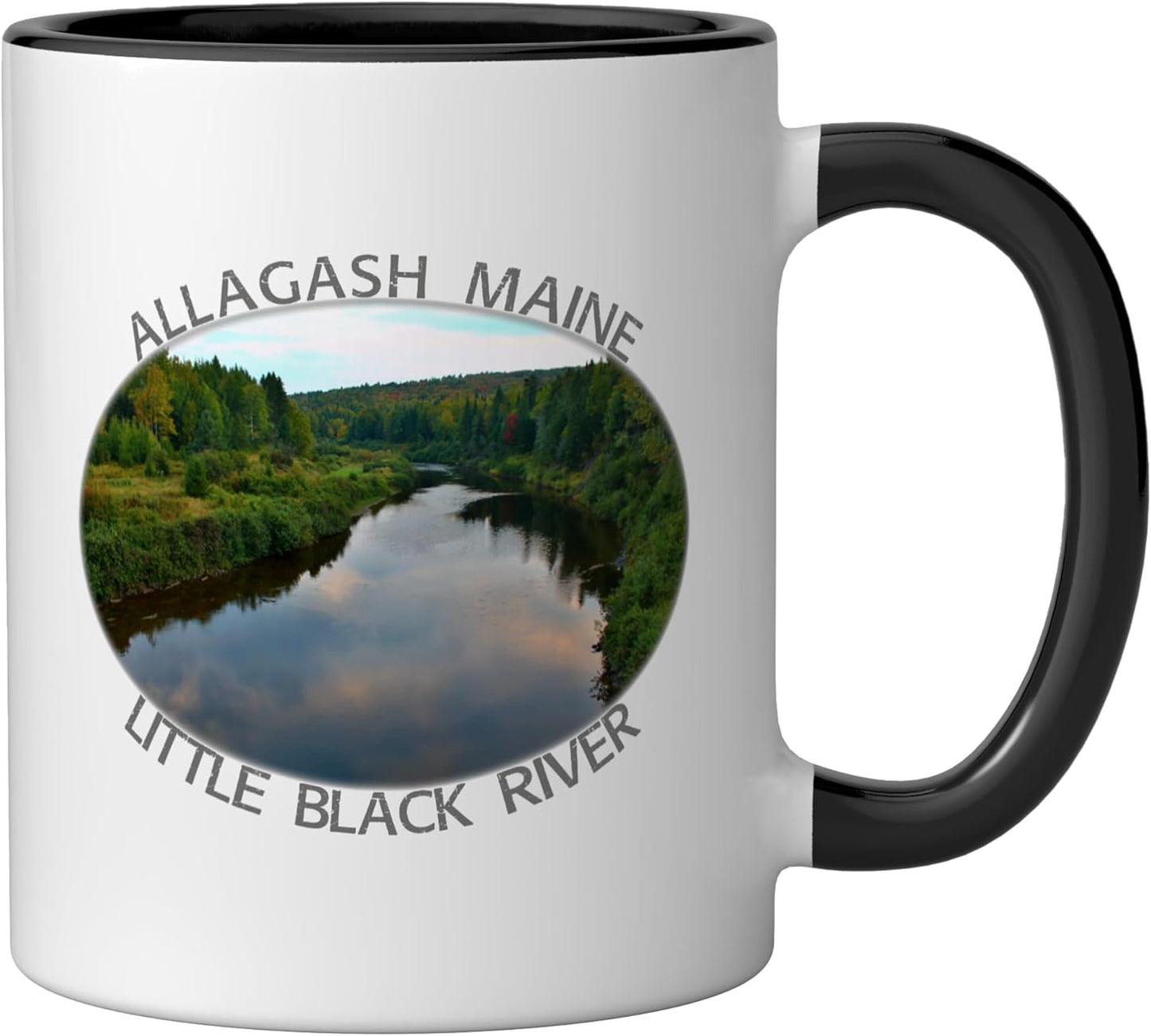 Taza cerámica souvenir río Little Black River Maine Allagash