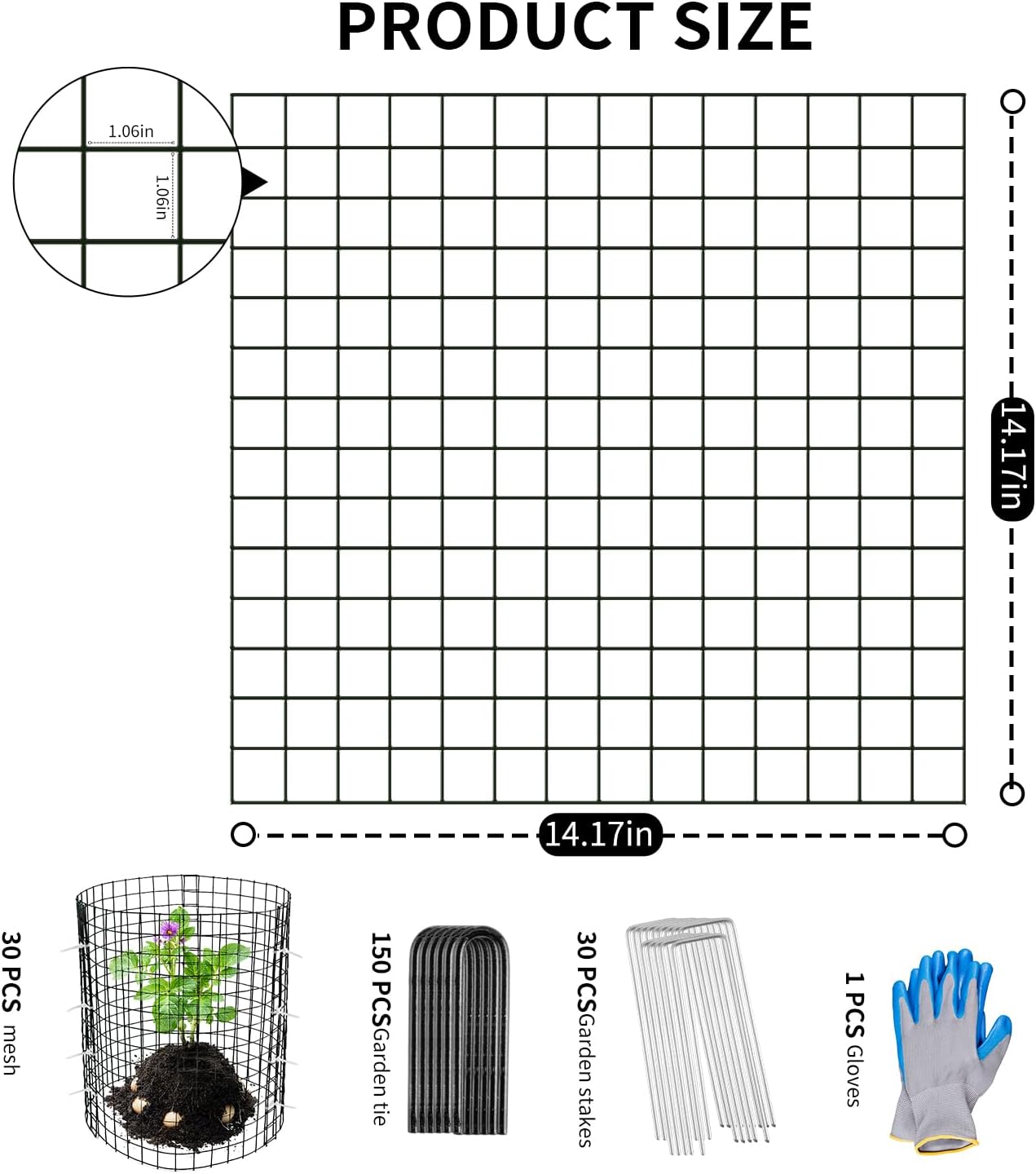 30 Protectores Redondos 12x12pulg para Jaulas de Plantas