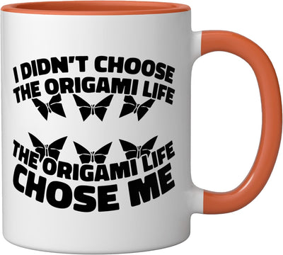 Taza Cerámica Origami Arte Japonés Naranja/Blanco