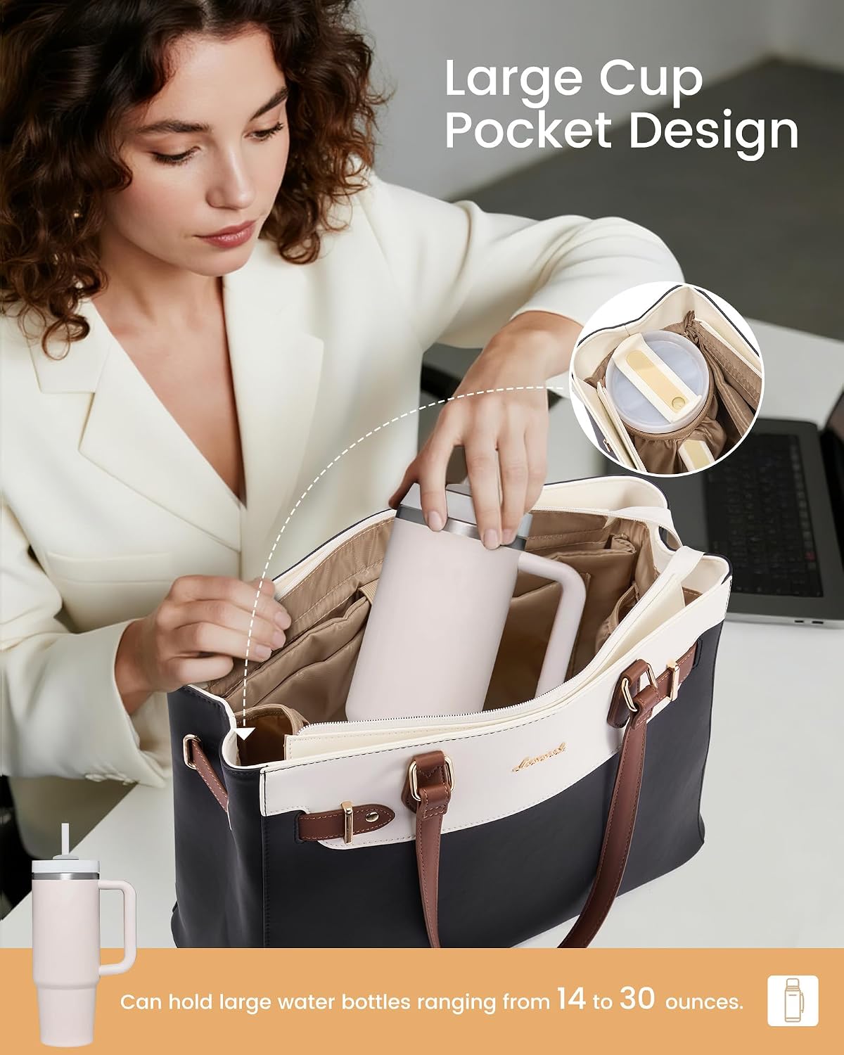 Bolsa mano cuero impermeable para laptop 15.6 pulg