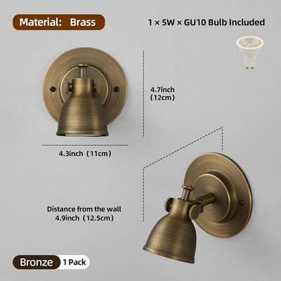 Aplique pared vintage bronce campana baño dormitorio