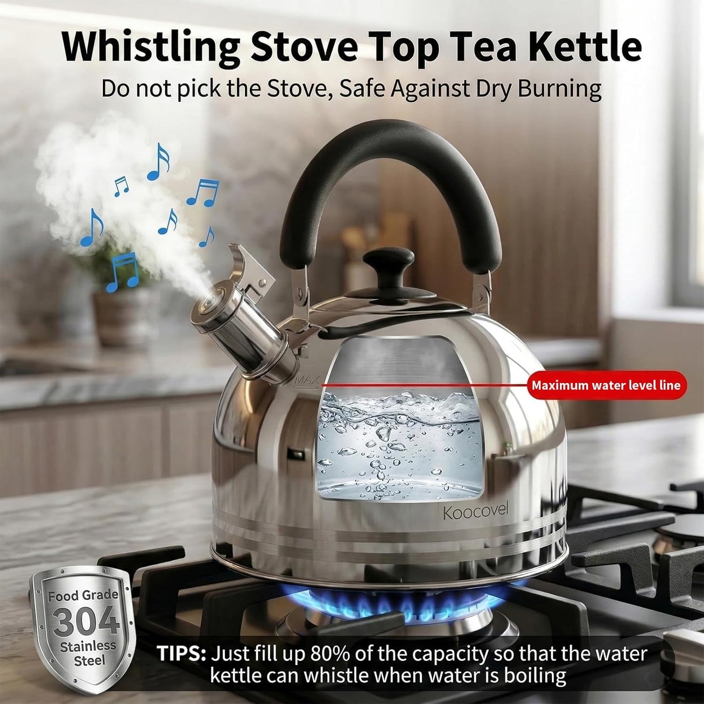Hervidor té silbante acero inox 6.3qt para cocina