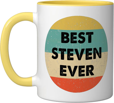 Taza Cerámica Nombre Steven Amarillo/Blanco