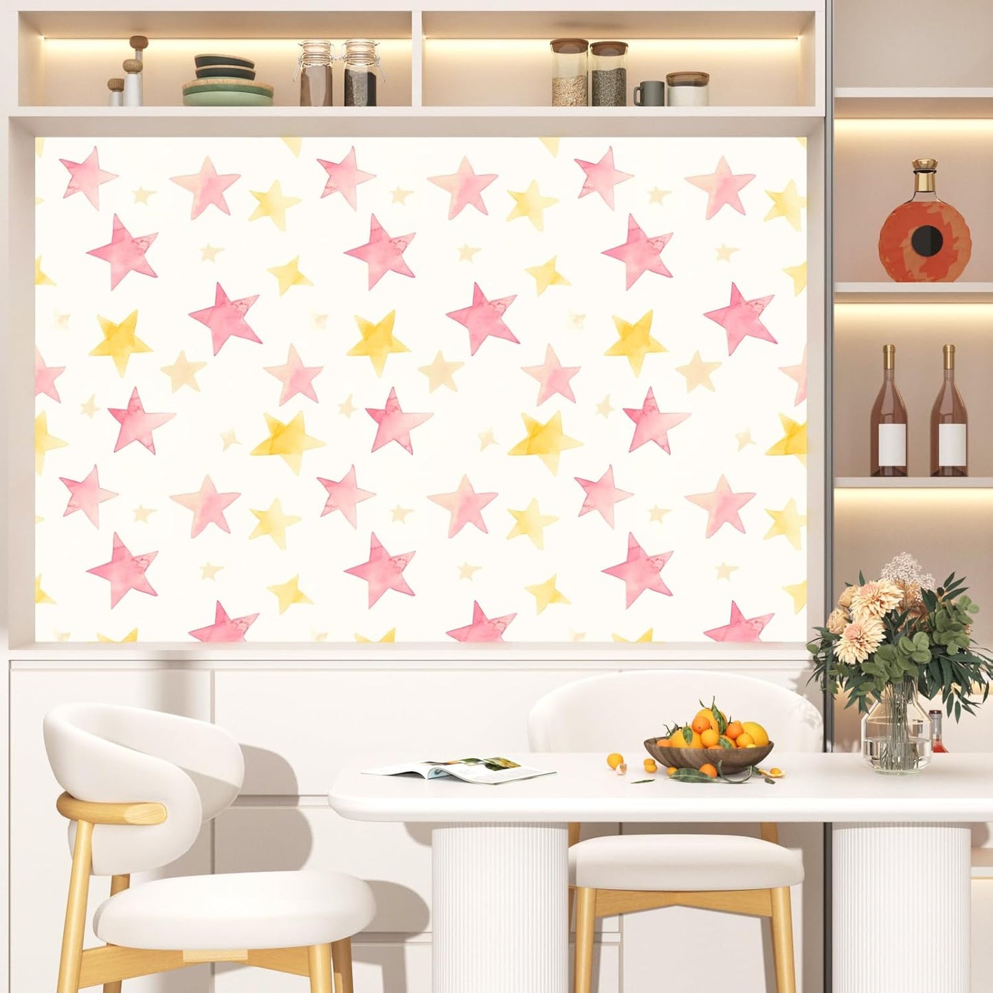 Papel tapiz estrellas acuarela 17.4x118pulg autoadhesivo