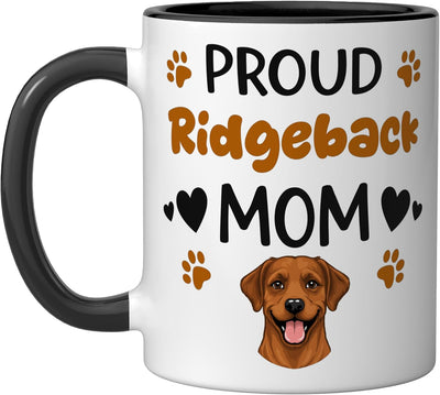 Taza cerámica para amante del perro Ridgeback negro/blanco