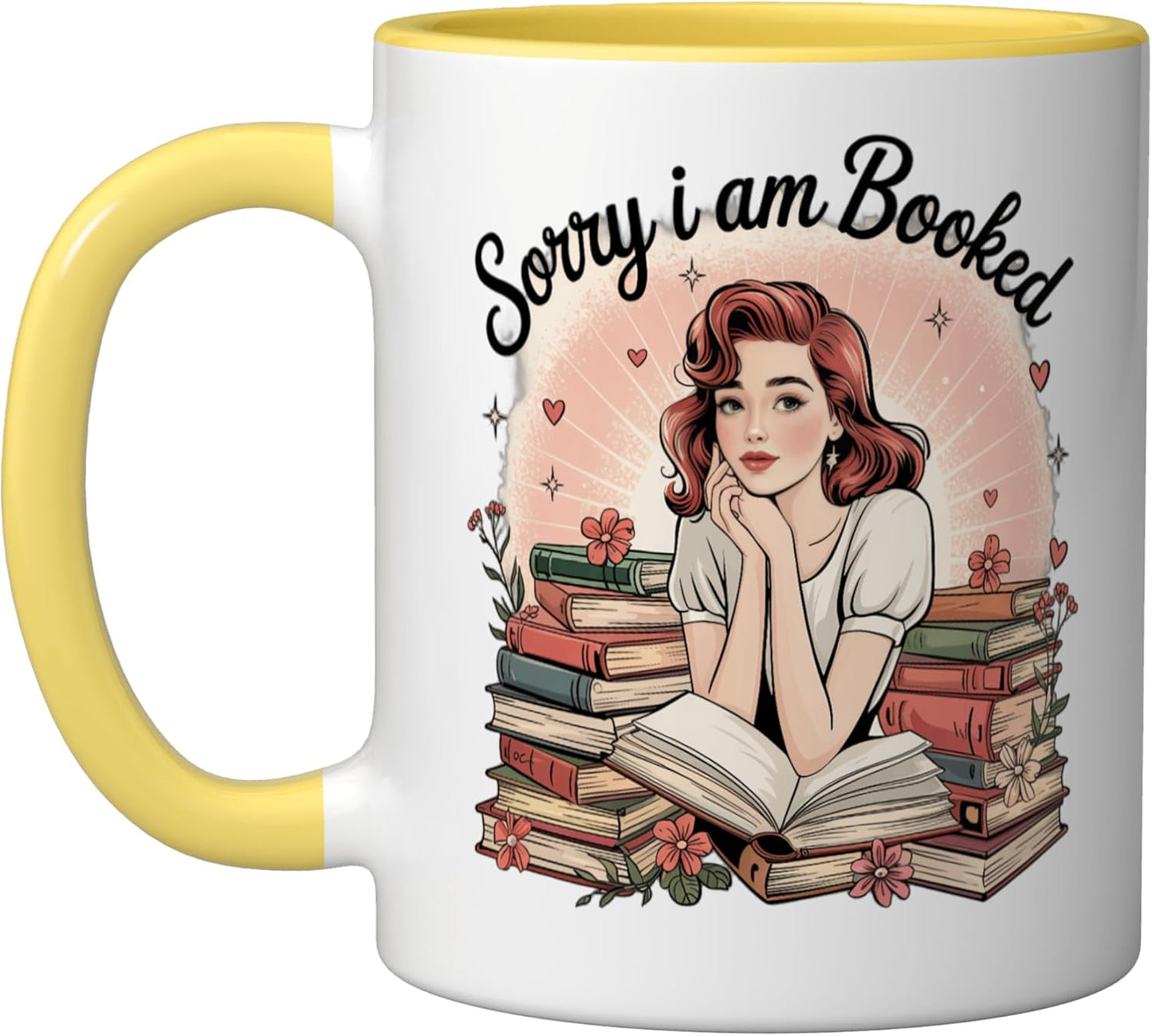 Taza cerámica para lectura amarillo/blanco my weekend is booked