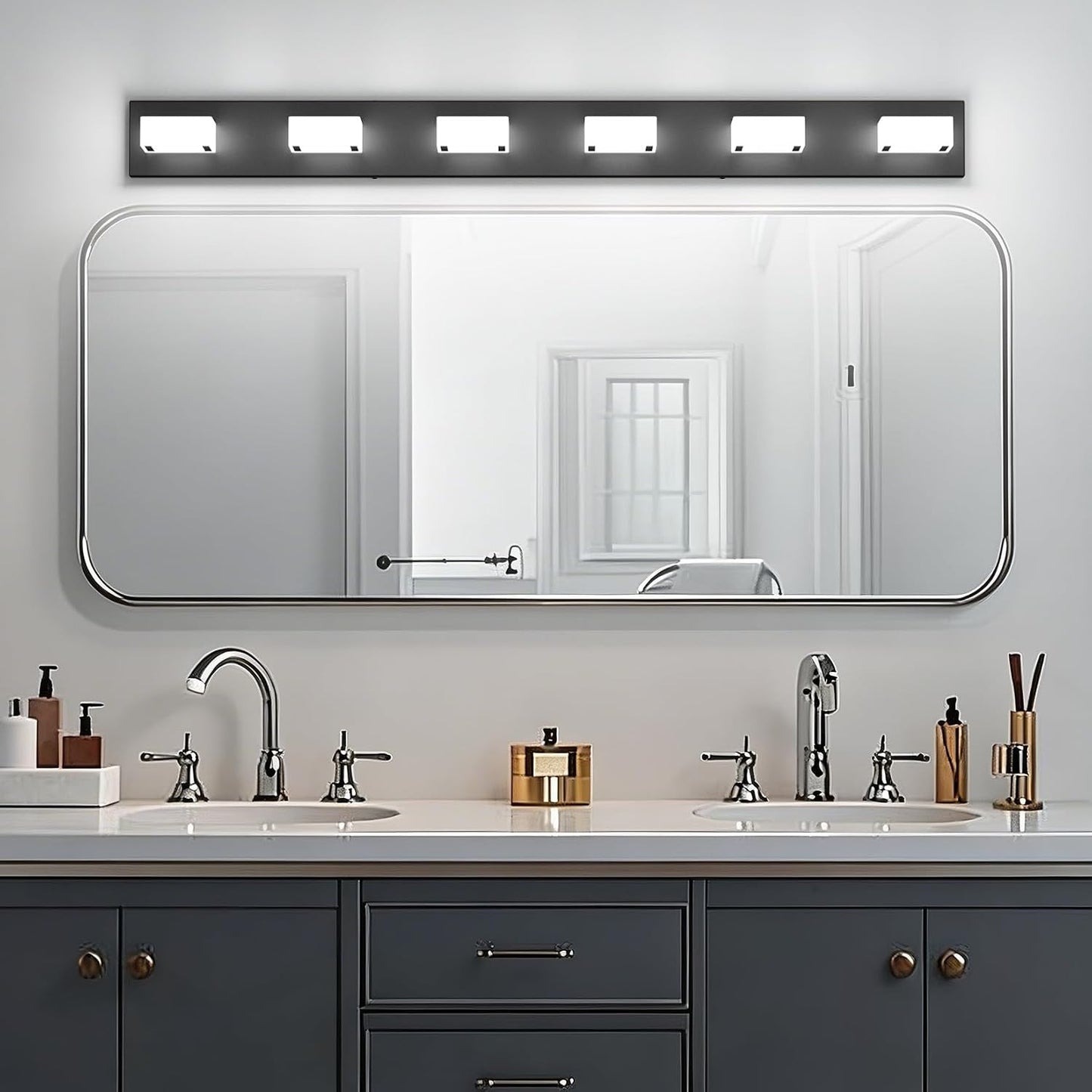 Luces tocador baño negro mate 48pulg LED 6000K