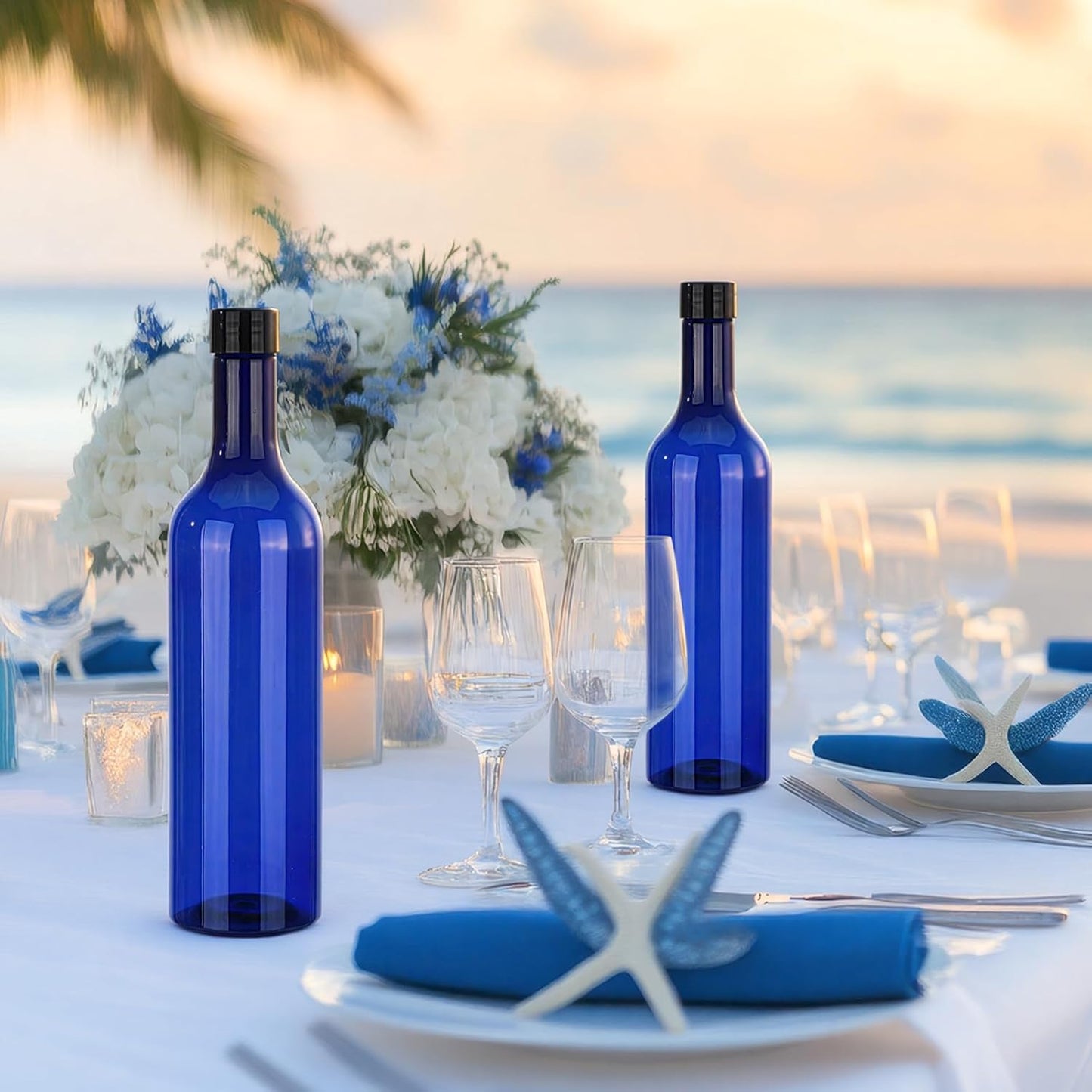 20 Botellas Vino Vacías 25.4oz con Tapas Plástico Cuello Largo