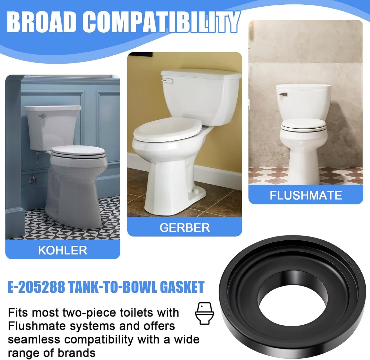 Junta universal tanque cuenco para inodoros Flushmate 503/504