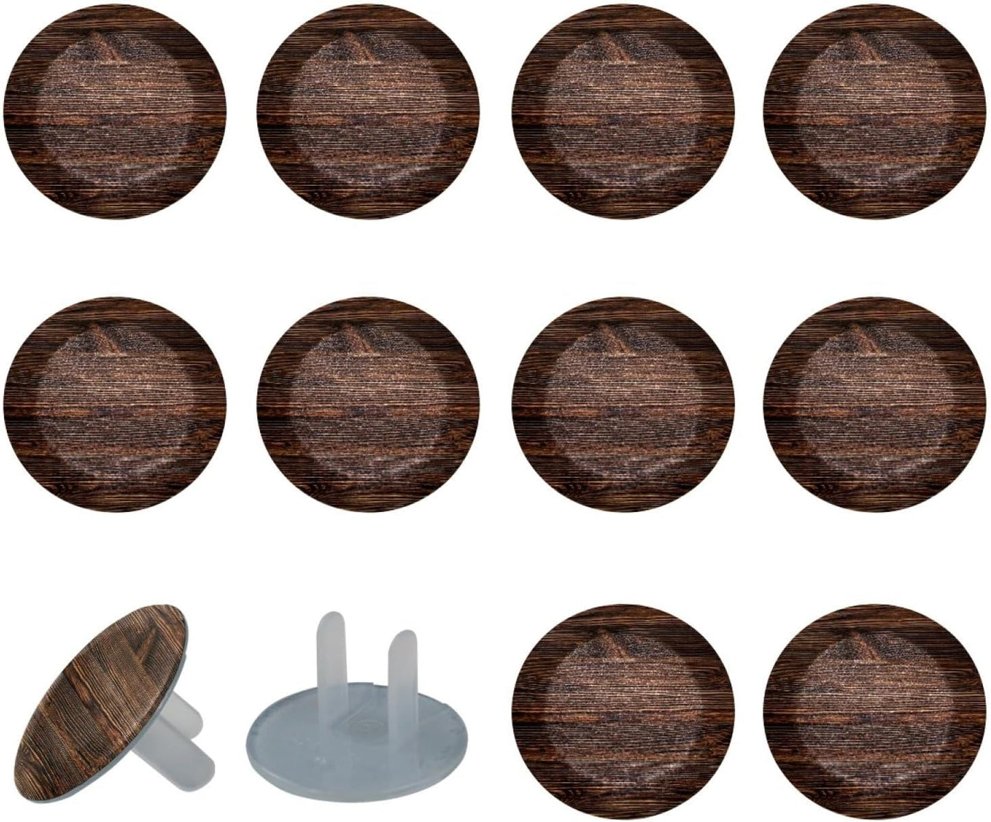 12 Pzas Fundas Enchufe Madera Marrón Vintage Seguridad Niños