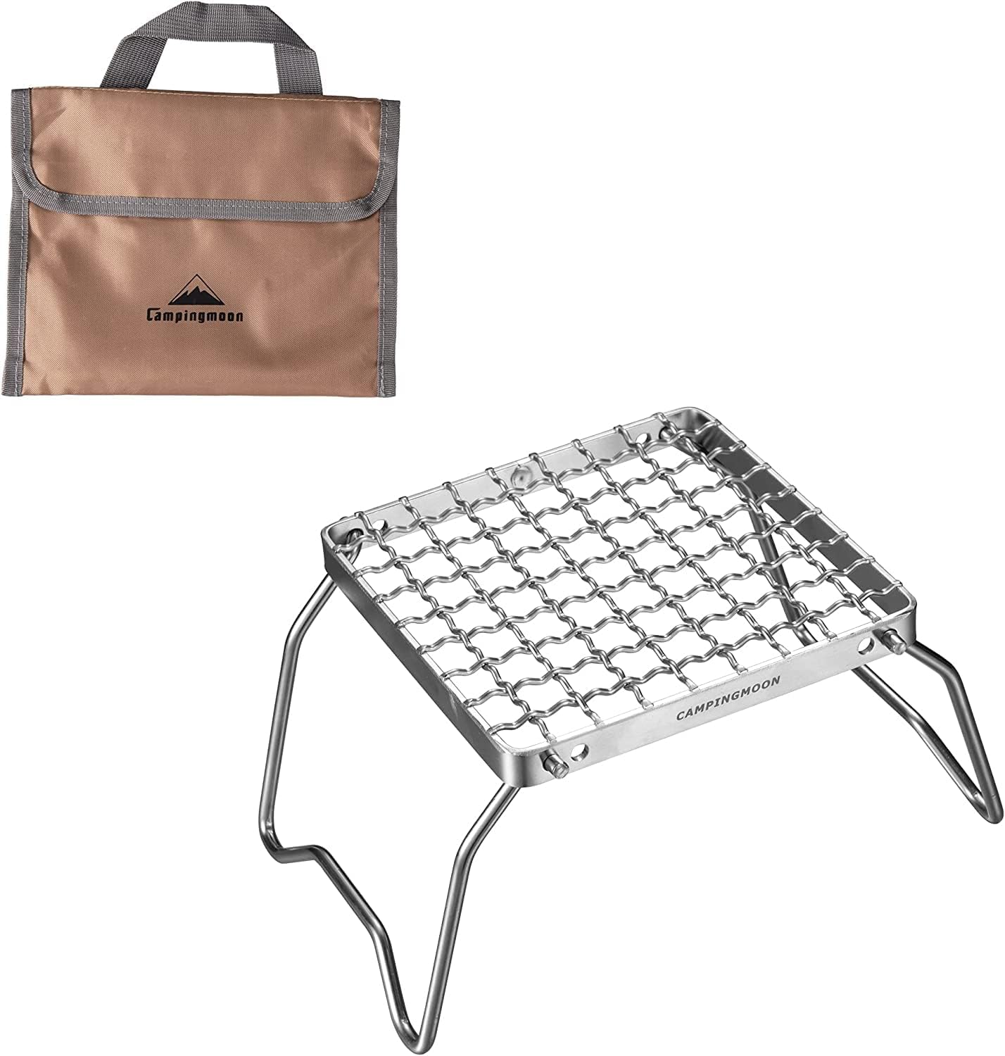 Parrilla portátil acero inox 304 plegable para acampar con bolsa