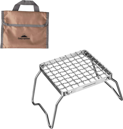 Parrilla portátil acero inox 304 plegable para acampar con bolsa