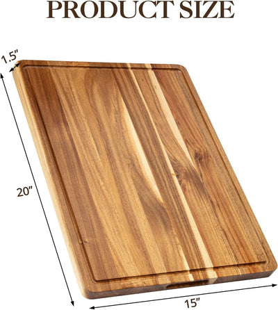Tabla de cortar de acacia 24 x 18 pulgadas cocina con bandeja servir queso charcutería XXL
