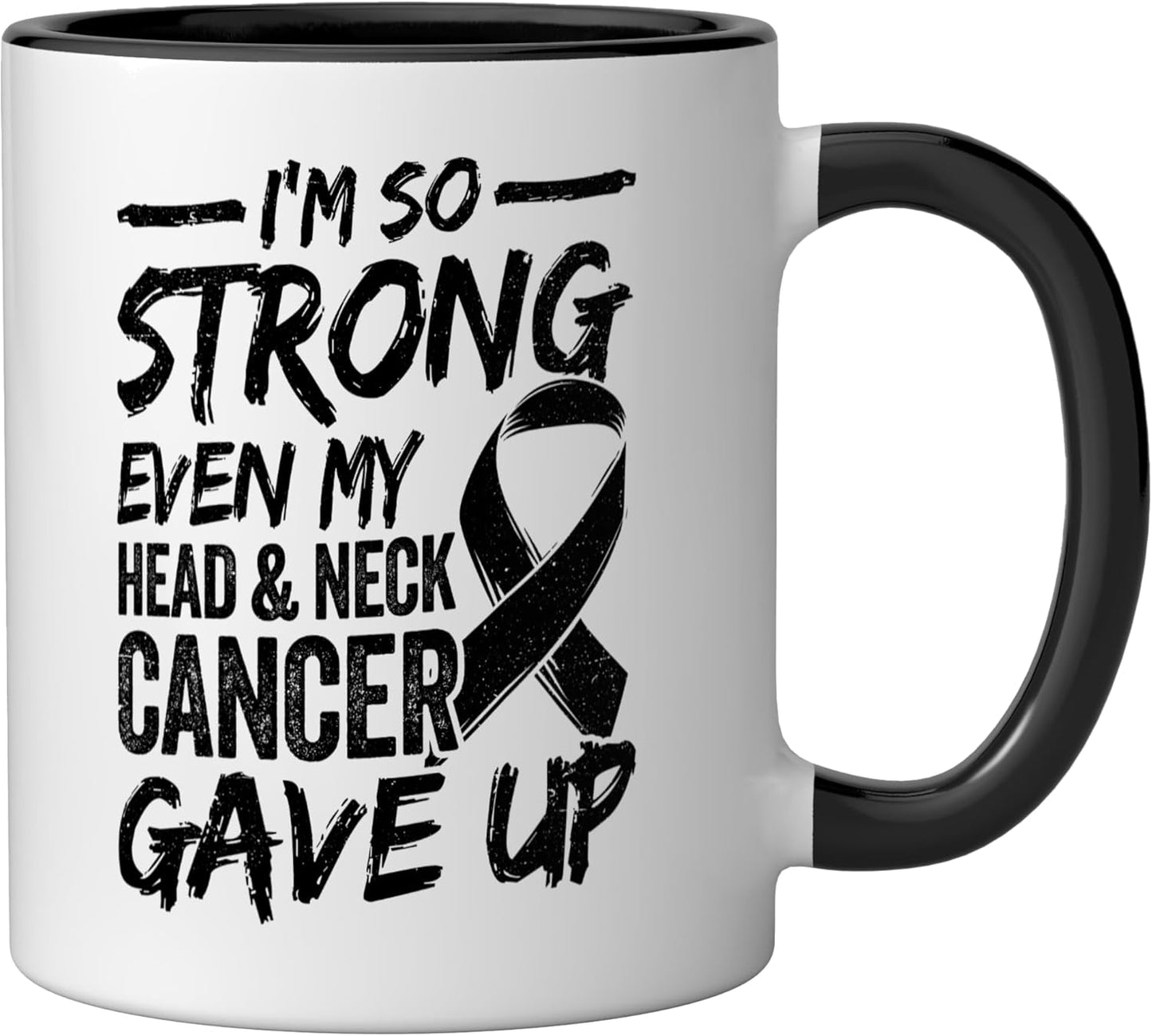 Taza cerámica para combatiente de cáncer de cabeza y cuello negro/blanco