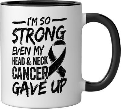 Taza cerámica para combatiente de cáncer de cabeza y cuello negro/blanco