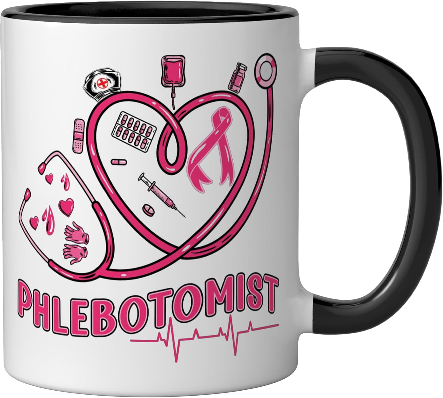 Taza cerámica para enfermero phlebotomista negro/blanco