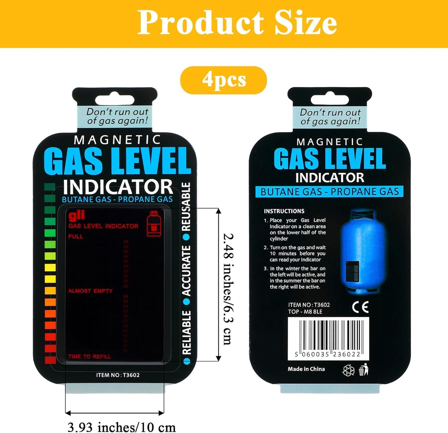 Indicador nivel gas reutilizable adhesivo para camping y hogar