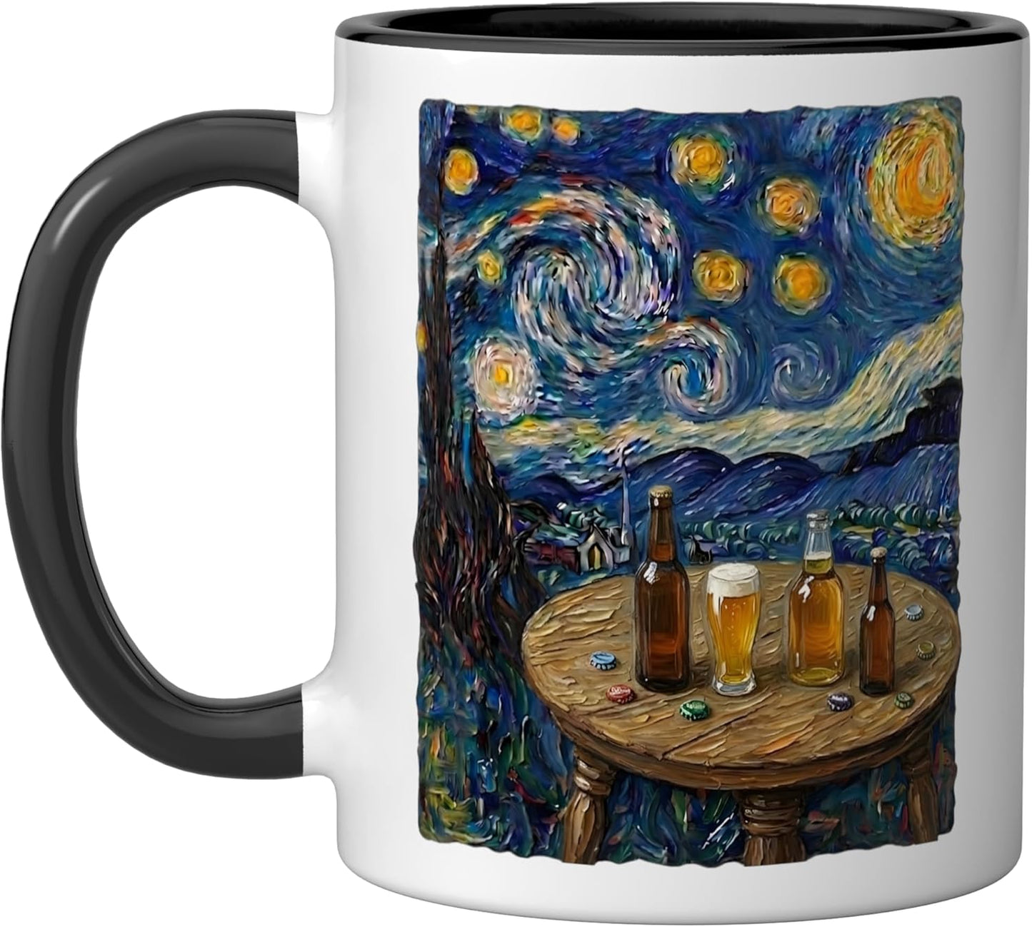 Taza Cerámica para Cerveza Exterior Negro/Blanco