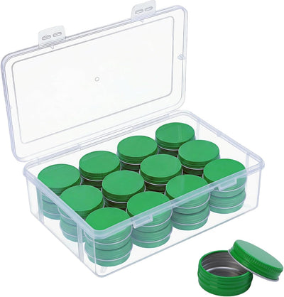24 Latas Aluminio 0.5oz con Tapas Rosca Estuche Transparente
