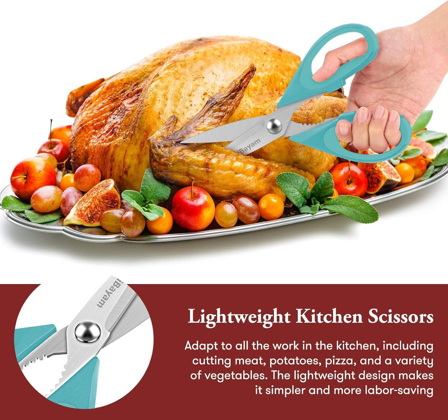 Tijeras cocina acero inox multiusos set 2 negro aguamarina