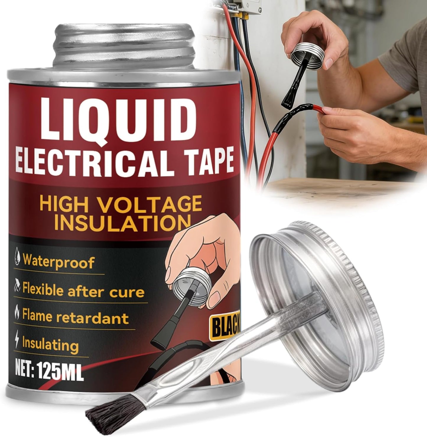 Cinta electrica liquida negra aislamiento cable impermeable