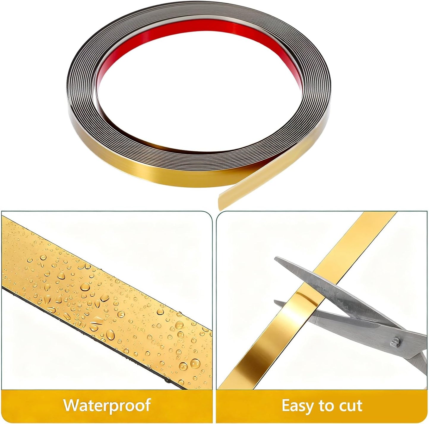 Tira decorativa dorada flexible 196.8x0.4pulg para pared techo