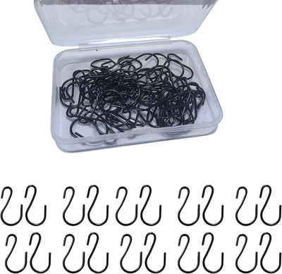 Mini ganchos en S negros de 1 pulgada para colgar
