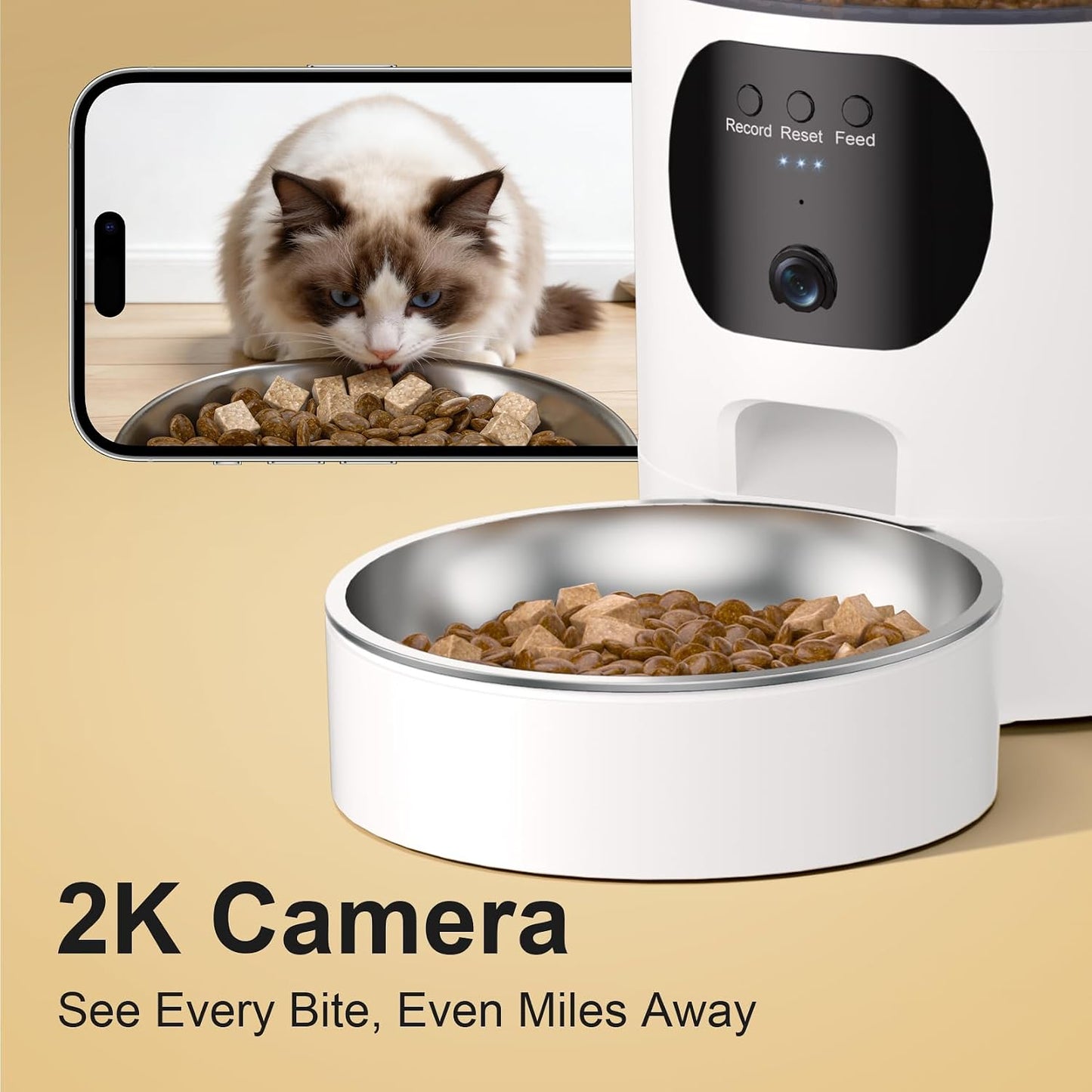 Comedero automático para gatos y perros con cámara 2K WiFi