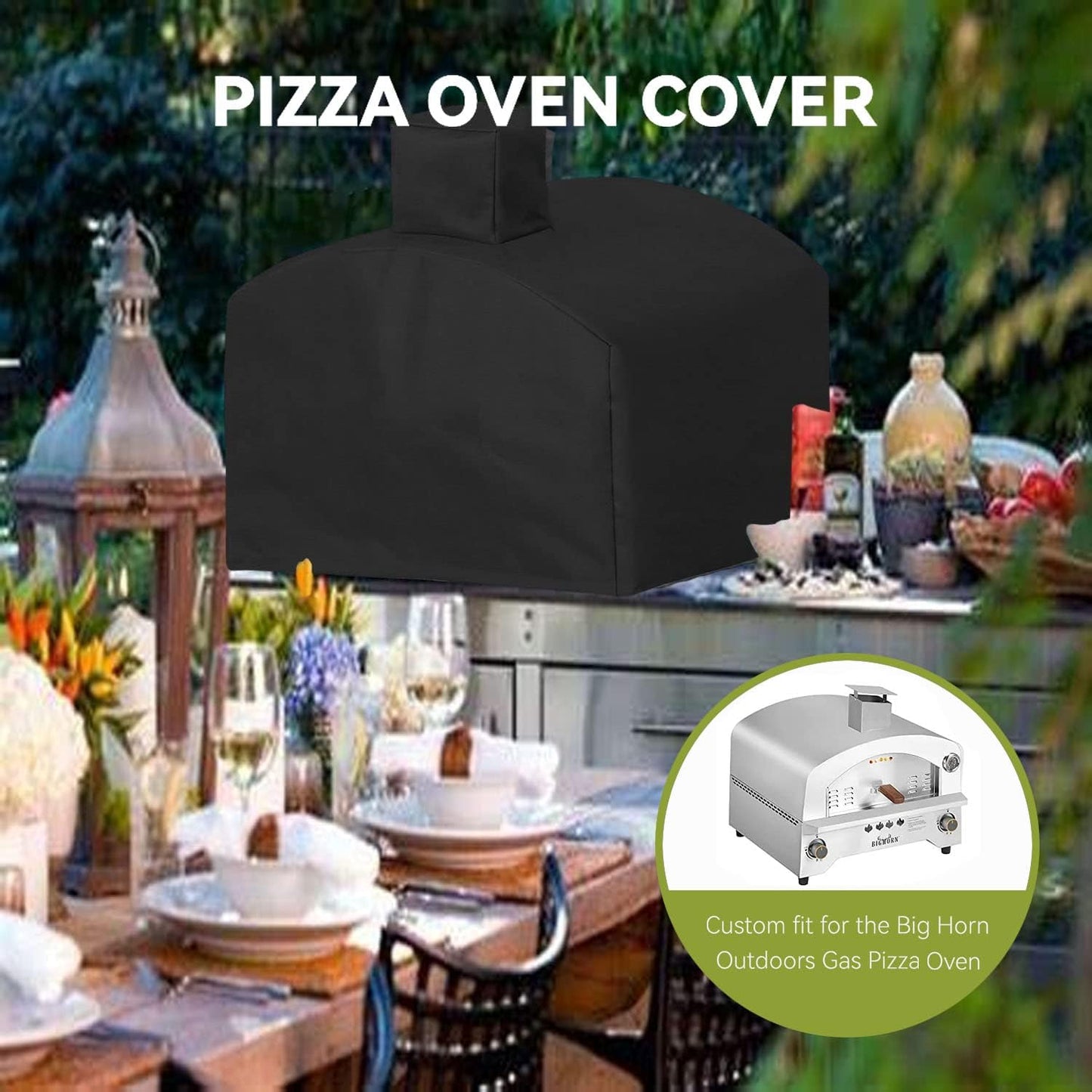 Cubierta horno pizza gas Big Horn 600D impermeable negro