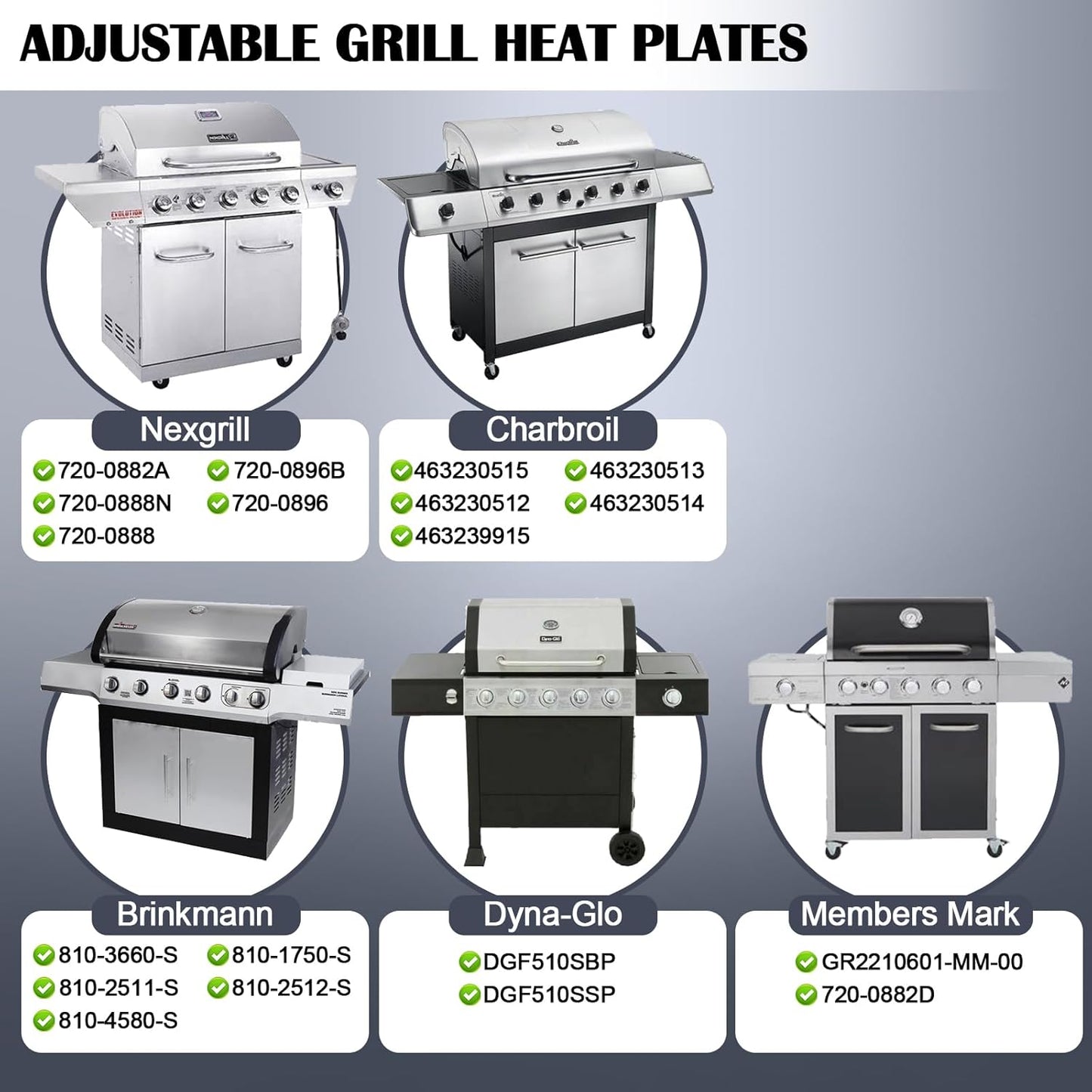 Placas térmicas ajustables para parrilla Nexgrill