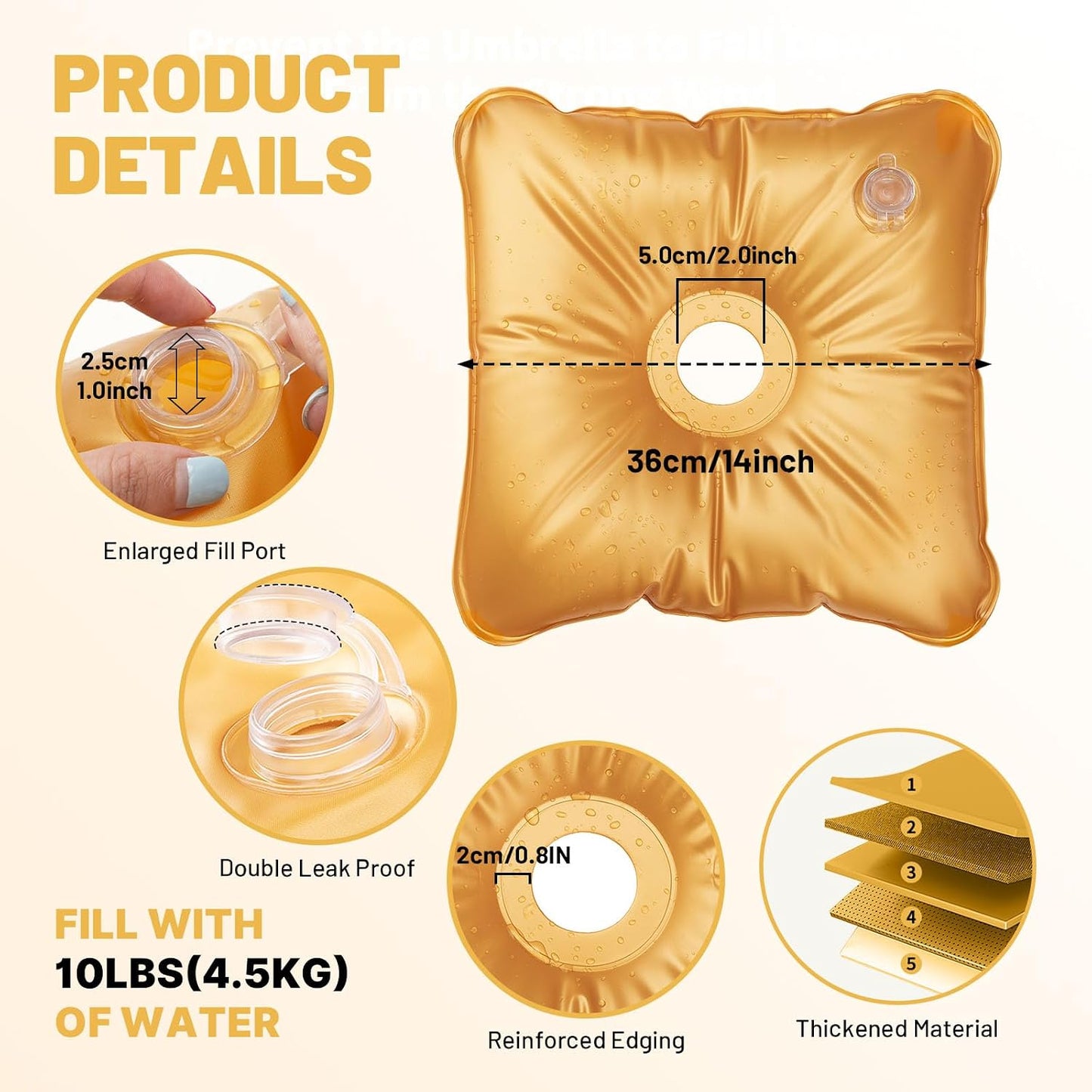 2 Bolsas Rellenable Agua Base Cuadrada Soporte Globos 10lb