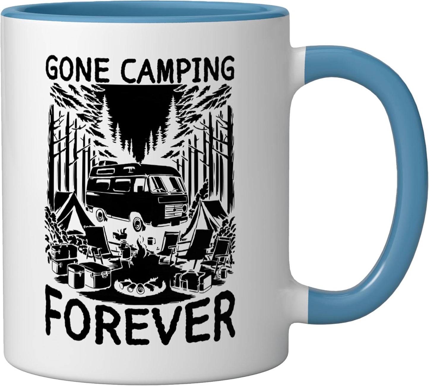 Taza Cerámica para Camper Exterior Azul Blanco