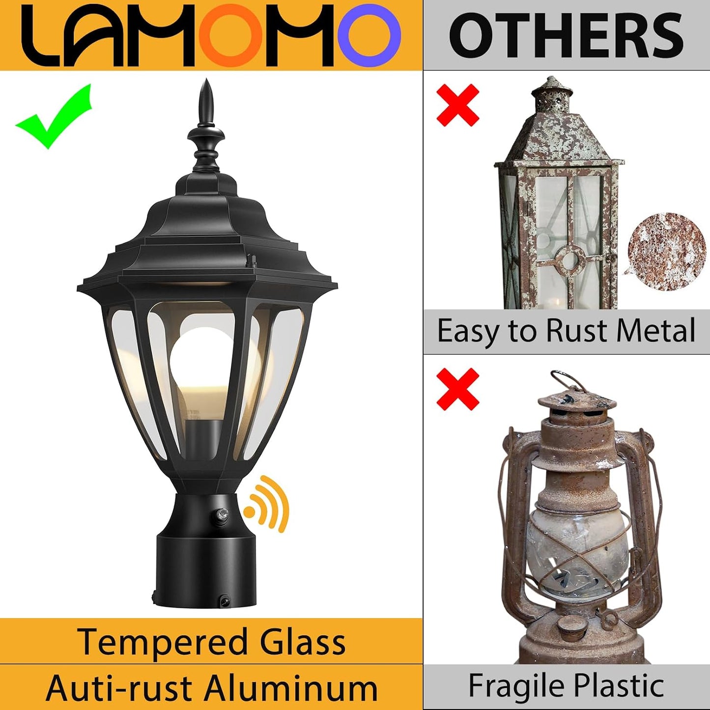 Farol poste aluminio impermeable patio jardín