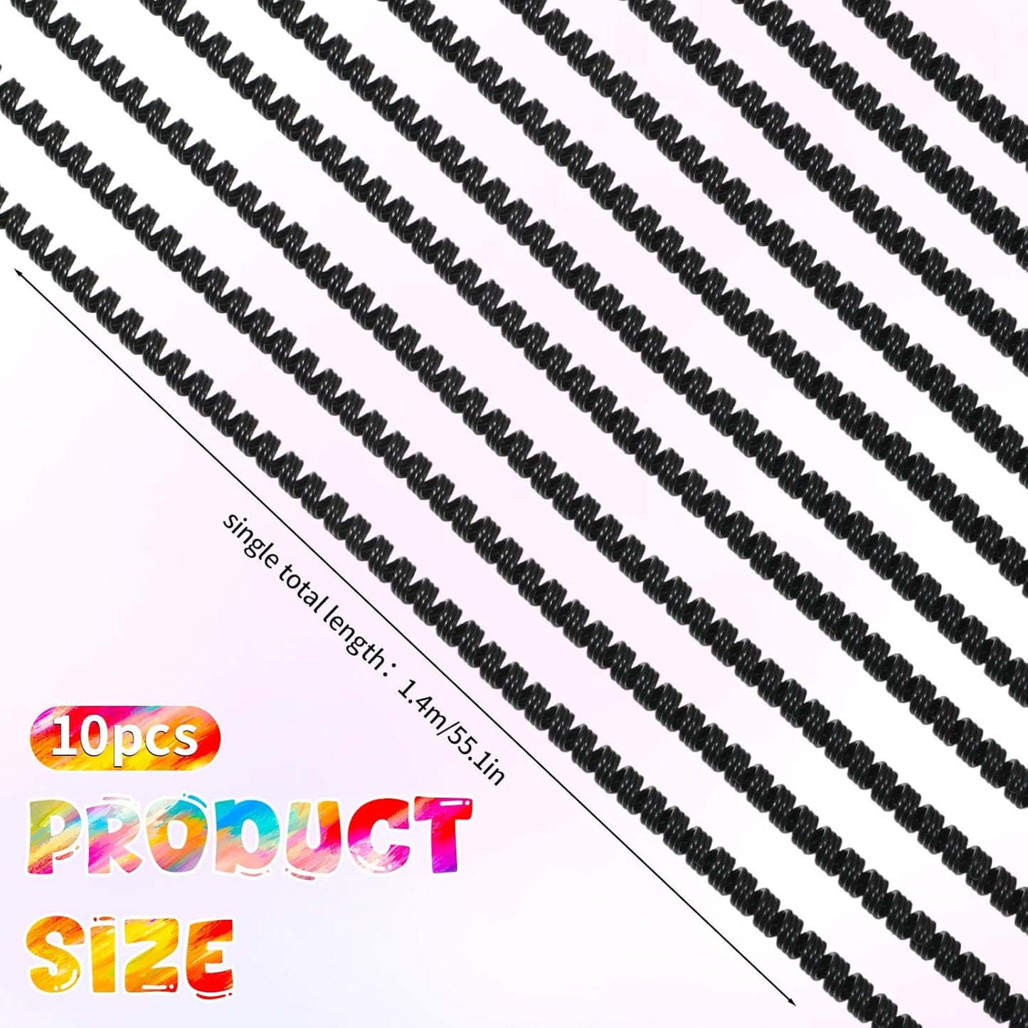 10 Pzas Cable Carga Protector Espiral No Masticable Negro
