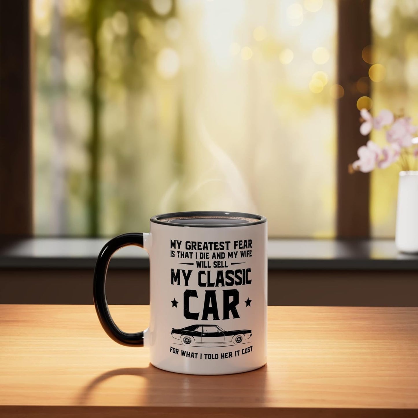 Taza Cerámica Coche Clásico Negro/Blanco