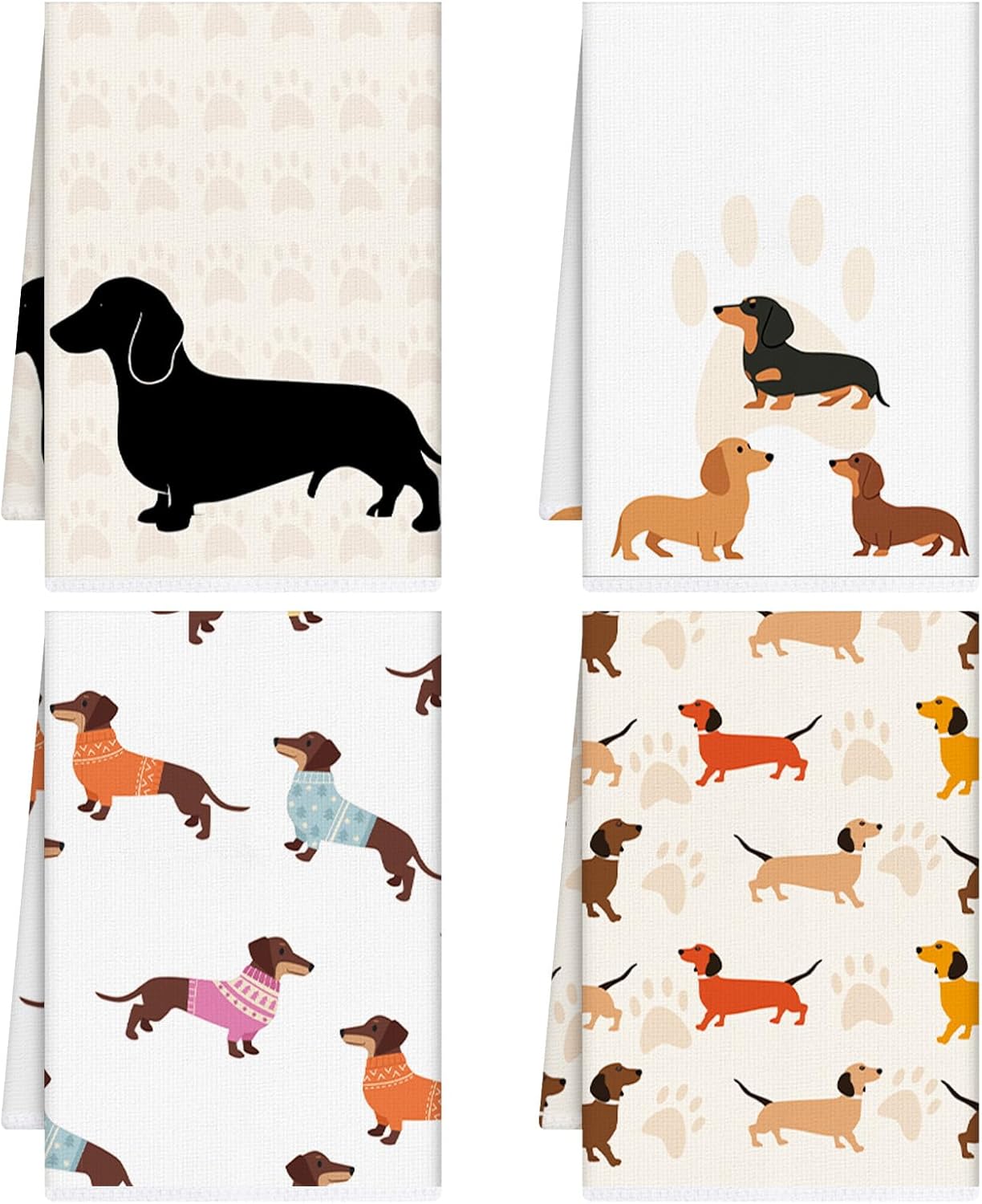 Toallas de cocina para perro Juego de 4 microfibra divertidas