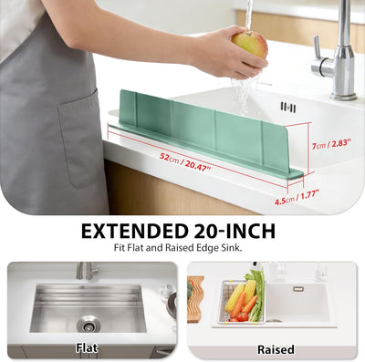 Protector contra salpicaduras de silicona 20 pulgadas con ventosas flexibles para fregadero