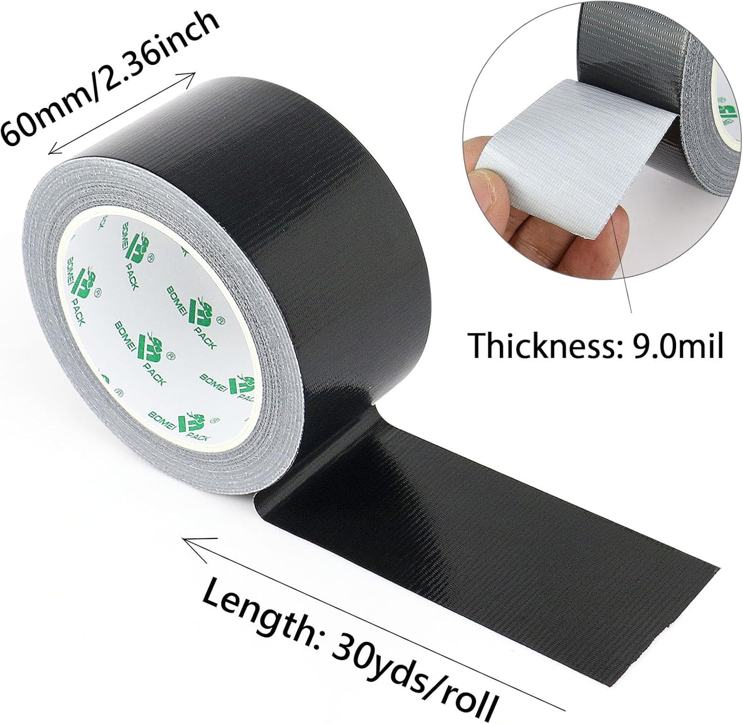 Pack 2 cintas adhesivas 2.5pulg 30yardas negras