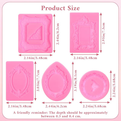 5 Moldes Silicona Marco Vintage para Cupcakes y Decoración
