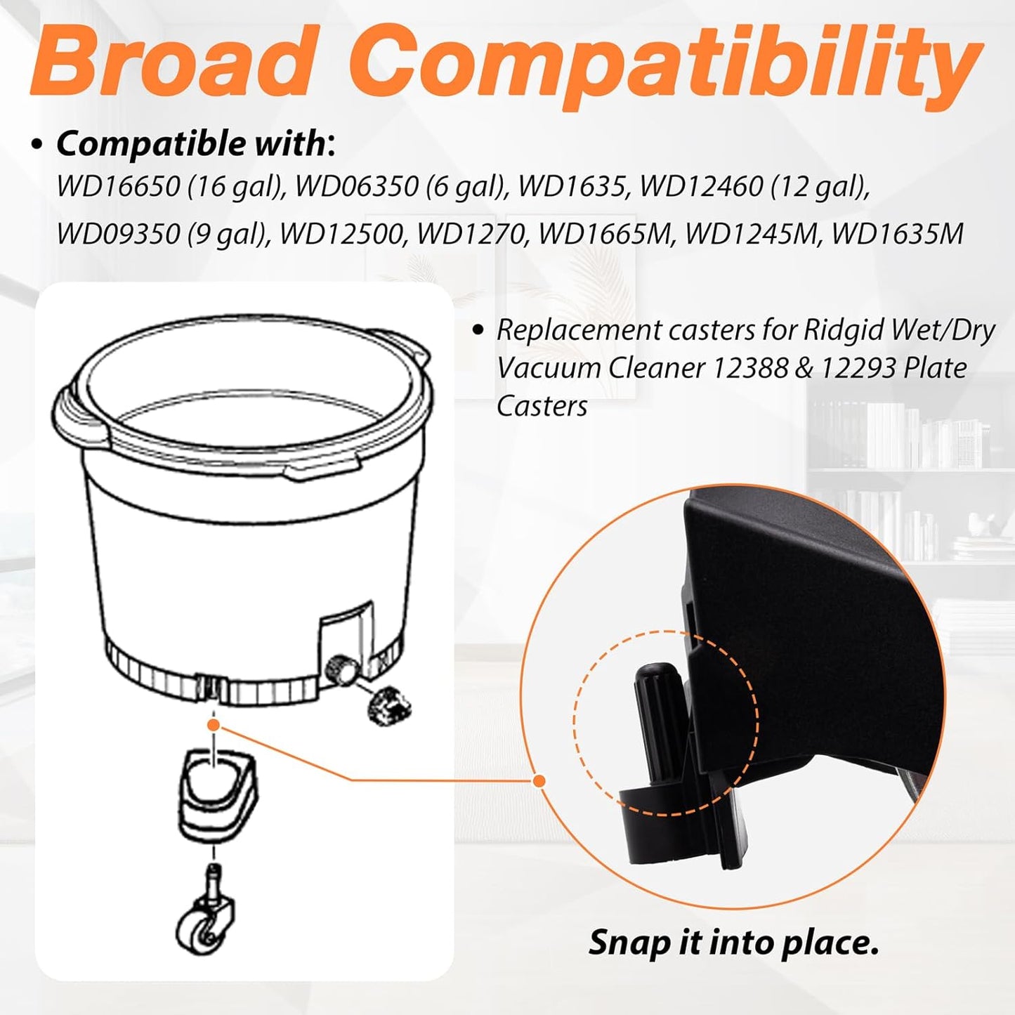 Kit rueda repuesto comp. para aspiradora Ridgid 6-16gal