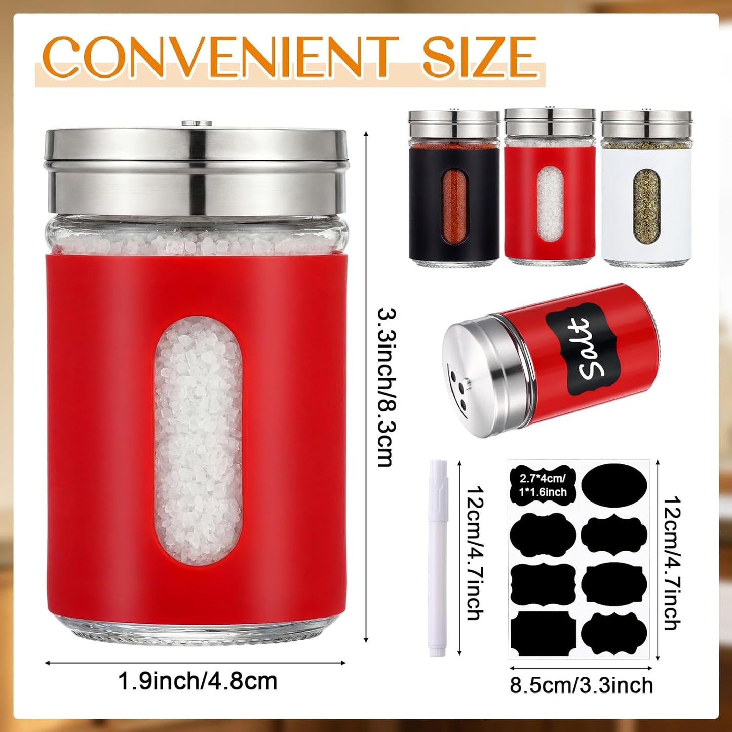 Set 3 Saleros Pimenteros Cristal Tapa Acero Inox 2.7oz