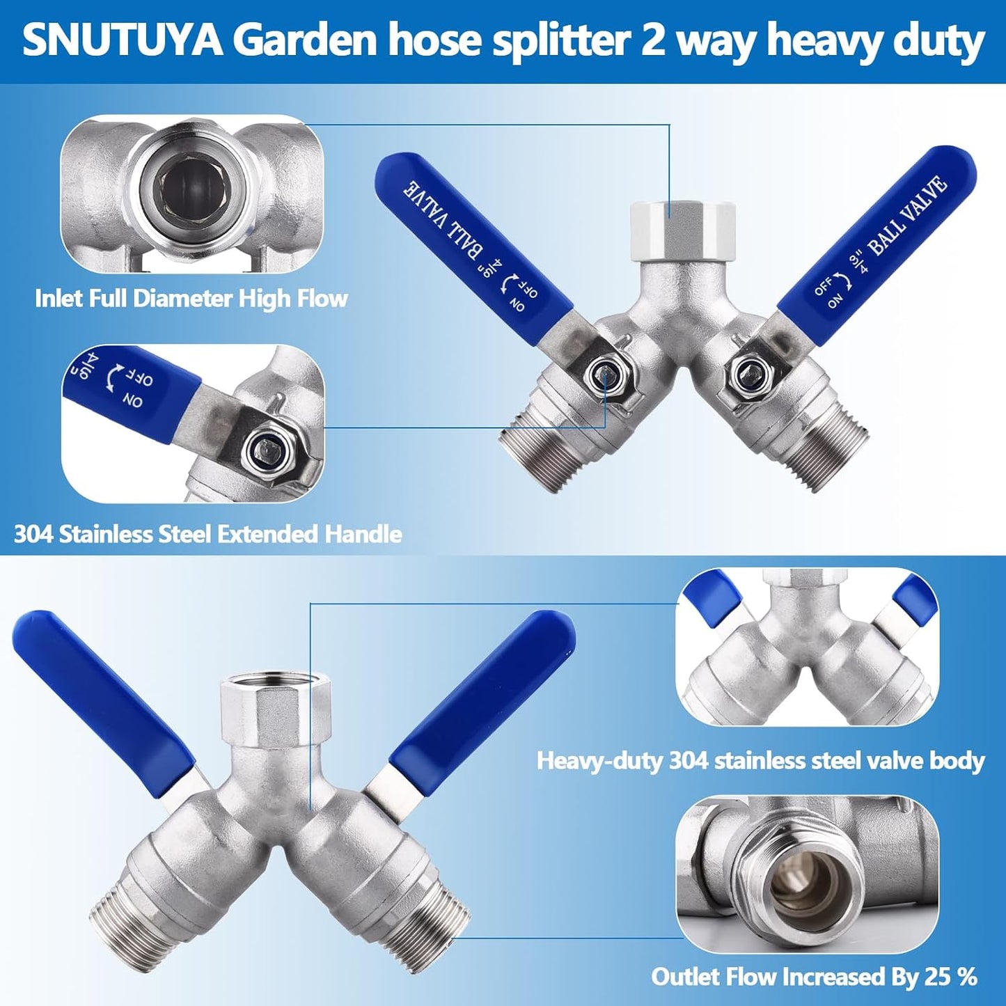 Divisor manguera acero inox 304 válvula Y 3/4pulg